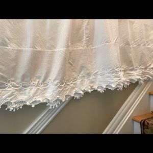 Queen sized bed skirt hand embroidery on 3 sides